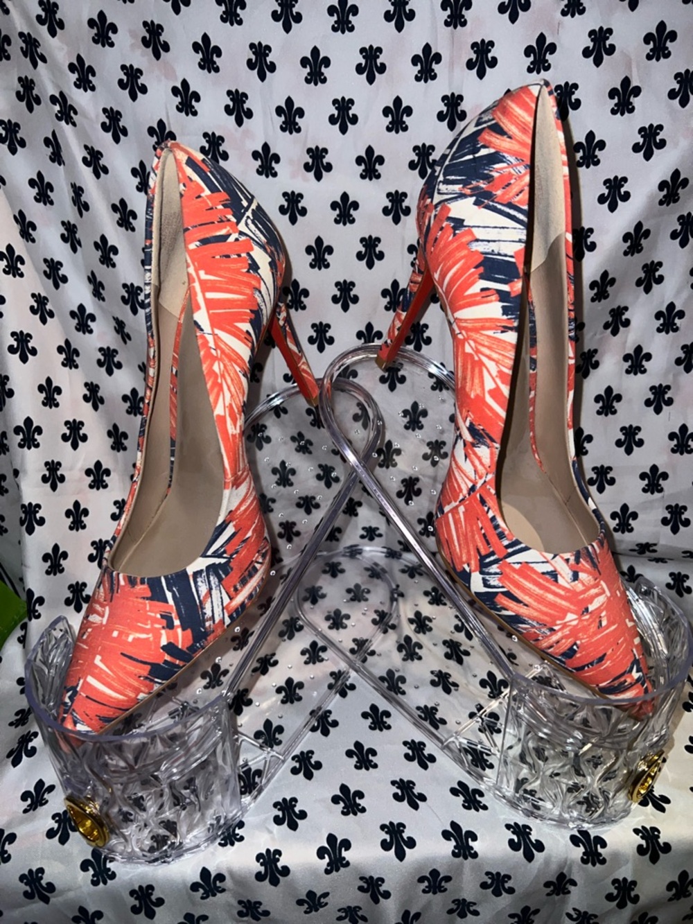 Women's Coral Print Platform Pumps